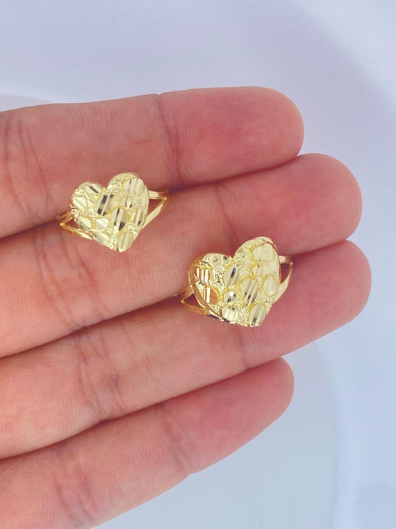 Solid 10K Gold Nugget Heart Ring, Ladies 10K Gold Nugget Heart Ring, Shiny 10K Gold Heart Ring, Ladies 10K Gold Ring