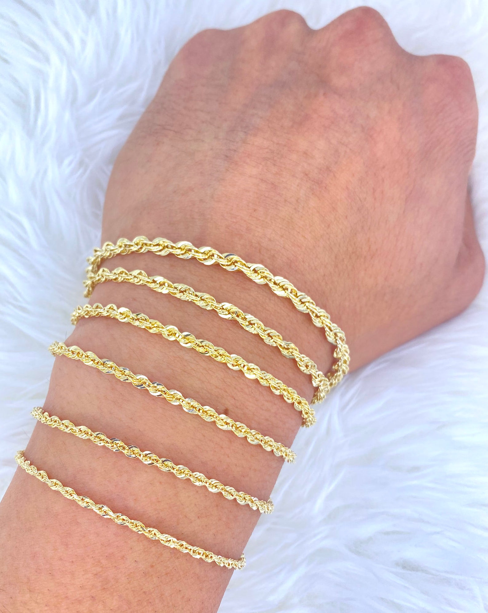 Solid 10K Gold Rope Bracelet 2mm 2.5mm 2.8mm 3.2mm 3.5mm 4.0mm Etsy