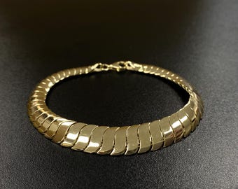 Solid 14K Cobra Graduated Link Bracelet 10mm to 5.5mm, 14k Cobra Puff Herringbone Bracelet