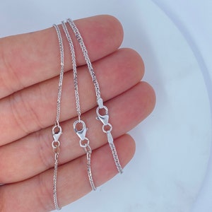 Solid 18K White Gold Diamond Cable Wheat Cut Chain, Genuine Solid 18K White Gold Cable Wheat, 1.25mm 1.5mm, 2mm, 18K White Gold 18KT ITALY
