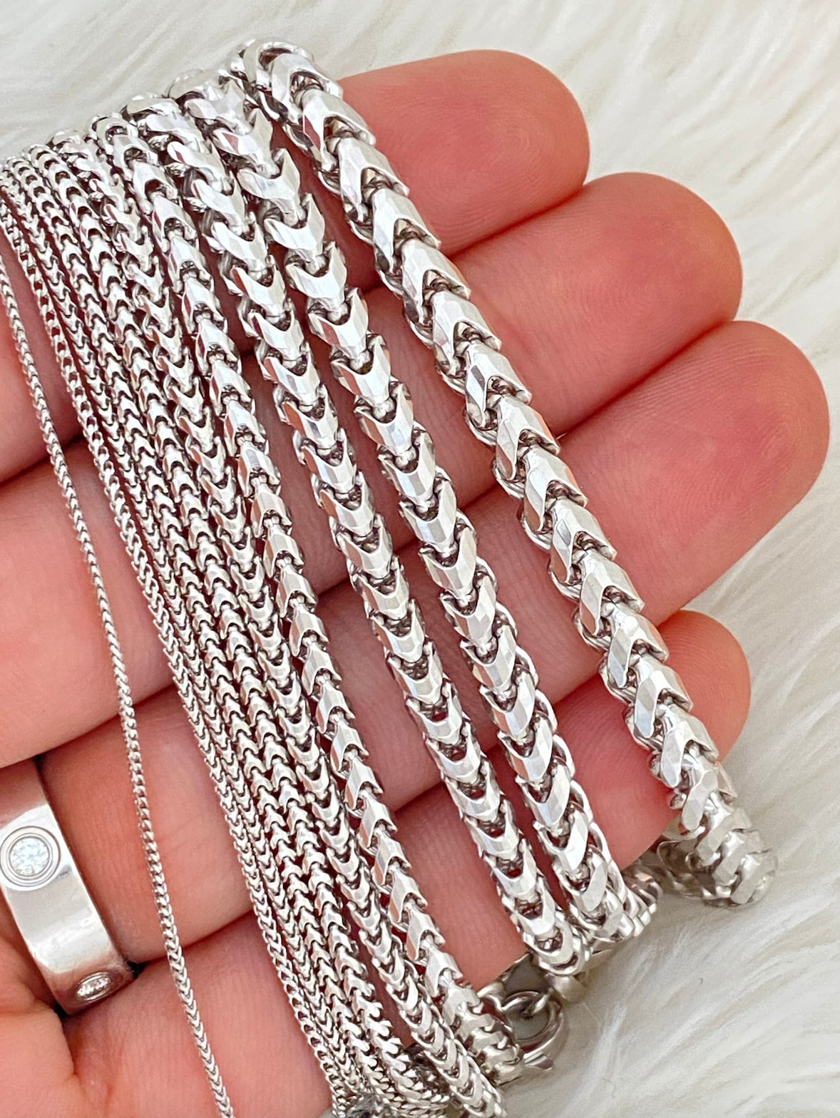 MiaBella ソリッド 925 スターリングシルバー イタリア製 3mm ダイヤモンドカット ソリッド フラット マリナー リンク チェーン ネックレ　並行輸入