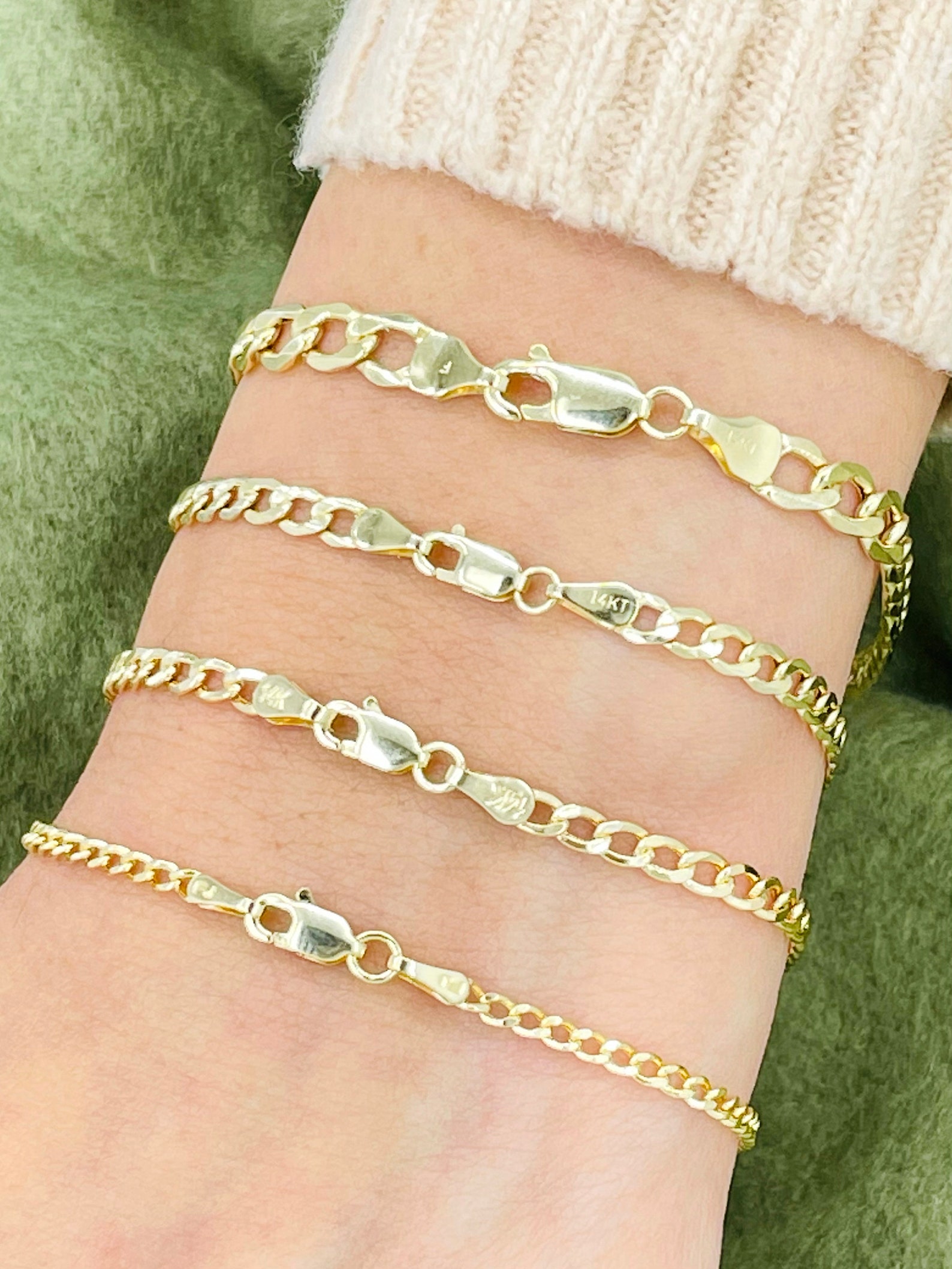 Solid 14K Gold Curb Bracelet Ladies Gold Bracelet Trending Etsy