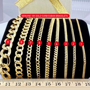 Solid 10K Gold Man Cuban Curb Bracelet. Gents 10K Gold Bracelet, 10K Solid Yellow Gold Bracelet