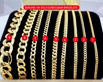 Massief 10K gouden Cubaanse Curb-armband. Heren 10K gouden armband, 10K massief geel gouden armband