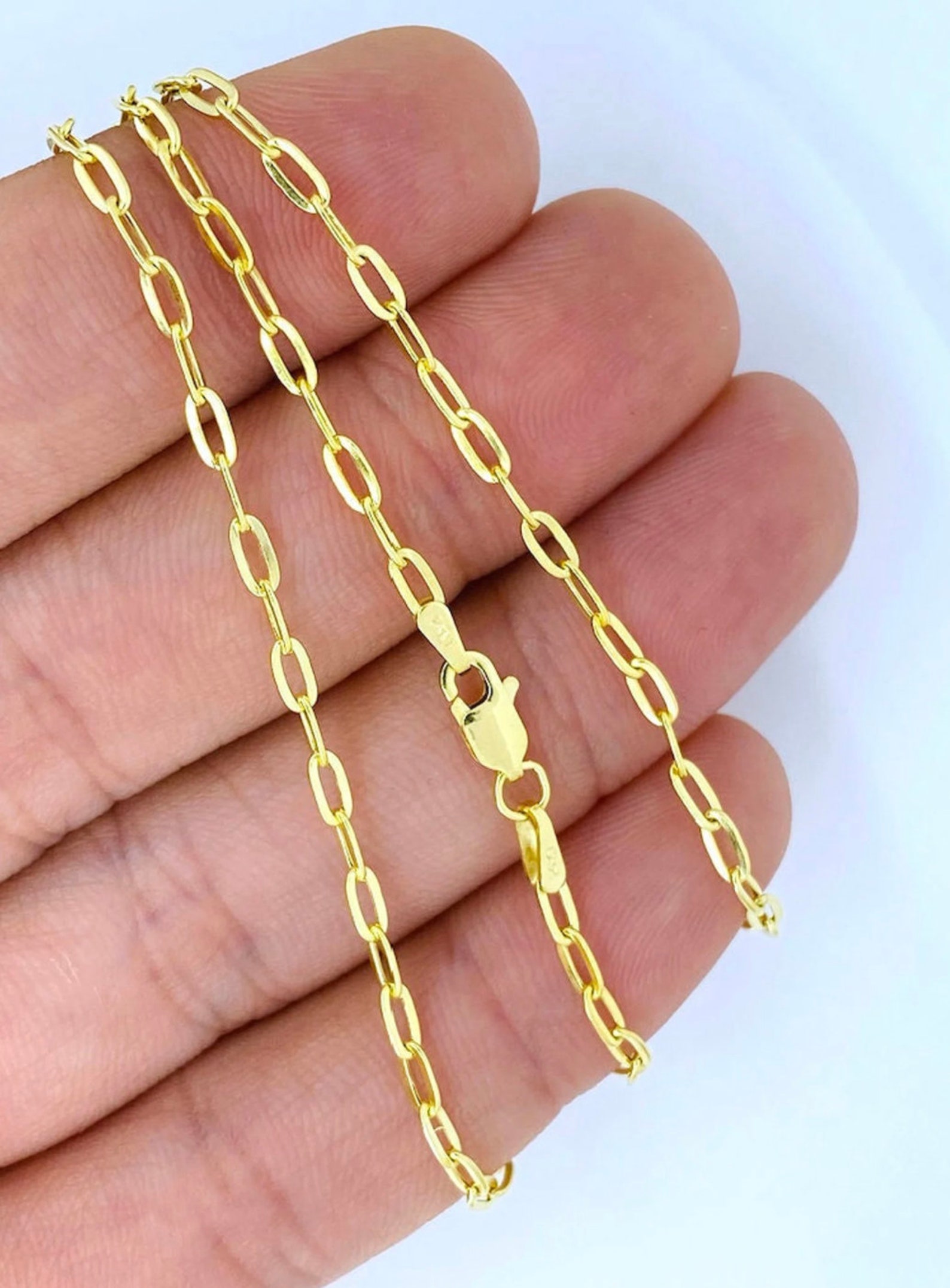 Solid 14K Gold Paperclip Chain Necklace 3.2mm 4.5mm Trending Etsy