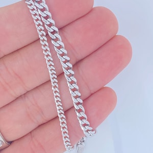 Solid 10K White Gold Miami Cuban Chain, 10K 3mm 4.5mm 6mm 10K Curb Cuban White Gold Necklace, Strong 10KT White Gold Chain, Durable image 4