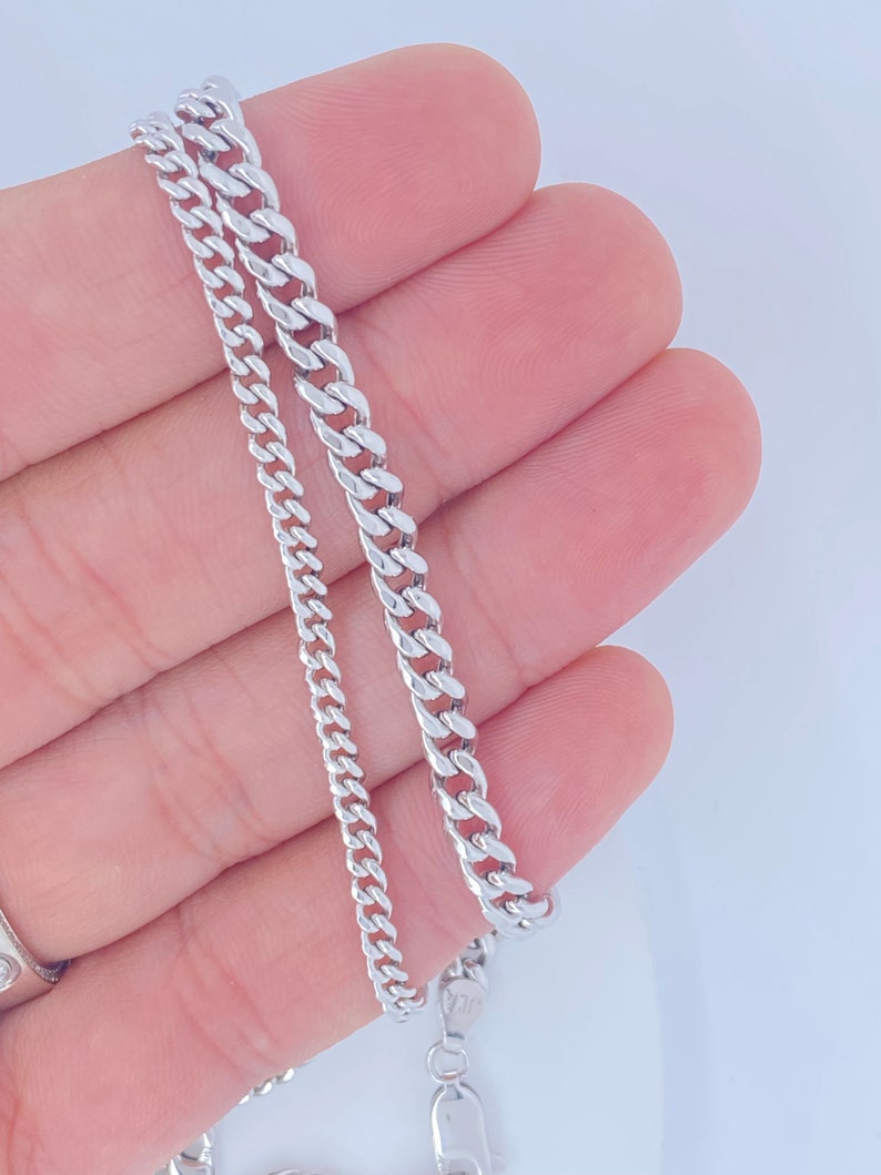 Solid 10K White Gold Miami Cuban Chain, 10K 3mm 4.5mm 6mm 10K Curb Cuban White Gold Necklace, Strong 10KT White Gold Chain, Durable image 4