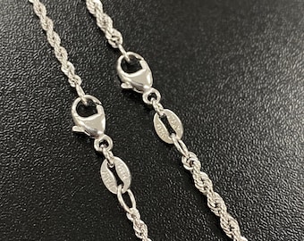 Solid Platinum Rope Chain, Genuine Solid Platinum Chain, 1.75mm 2.25mm Diamond-Cut Platinum Rope Chain, Italy Made Platinum Rope Necklace