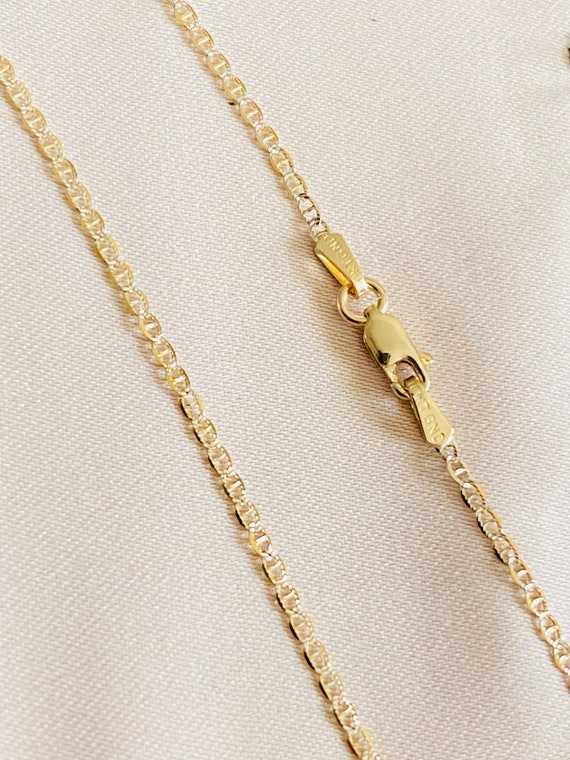Solid 10K Gold Shiny Diacut Mariner Box Rope Chain Necklace - Etsy