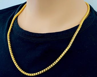 Cadena Franco de oro macizo de 22 quilates - Corte de diamante de 4 mm, oro 916