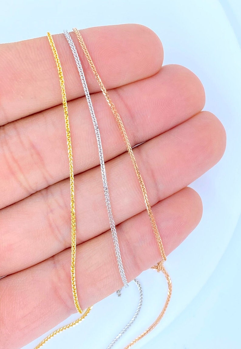 Solid 18K Gold Chain, Genuine Solid 18K Gold Wheat Cable Chain Diamond Cut, 18K Rose Gold Chain, 18K White Gold Chain, image 2