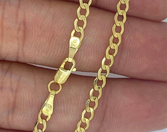 Genuine 10K Gold Curb Bracelet, Ladies Gold Bracelet, 3mm Width Ladies Gold Curb Bracelet, Real Gold Ladies Bracelet, Bracelet for Stacking