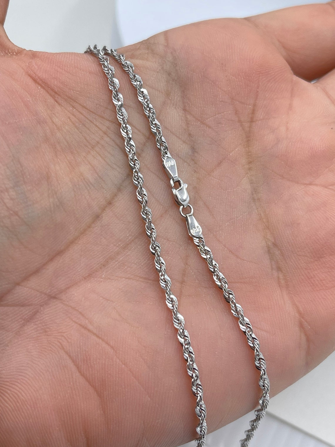 Solid 10K White Gold Rope Chain. 10K White Gold Rope Necklace Etsy