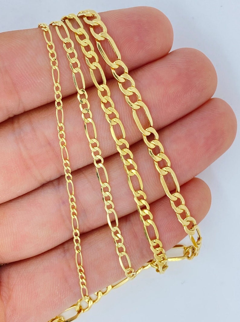 Solid 10K Gold Figaro Chain Figaro Bracelet Anklet 2mm 3mm Etsy