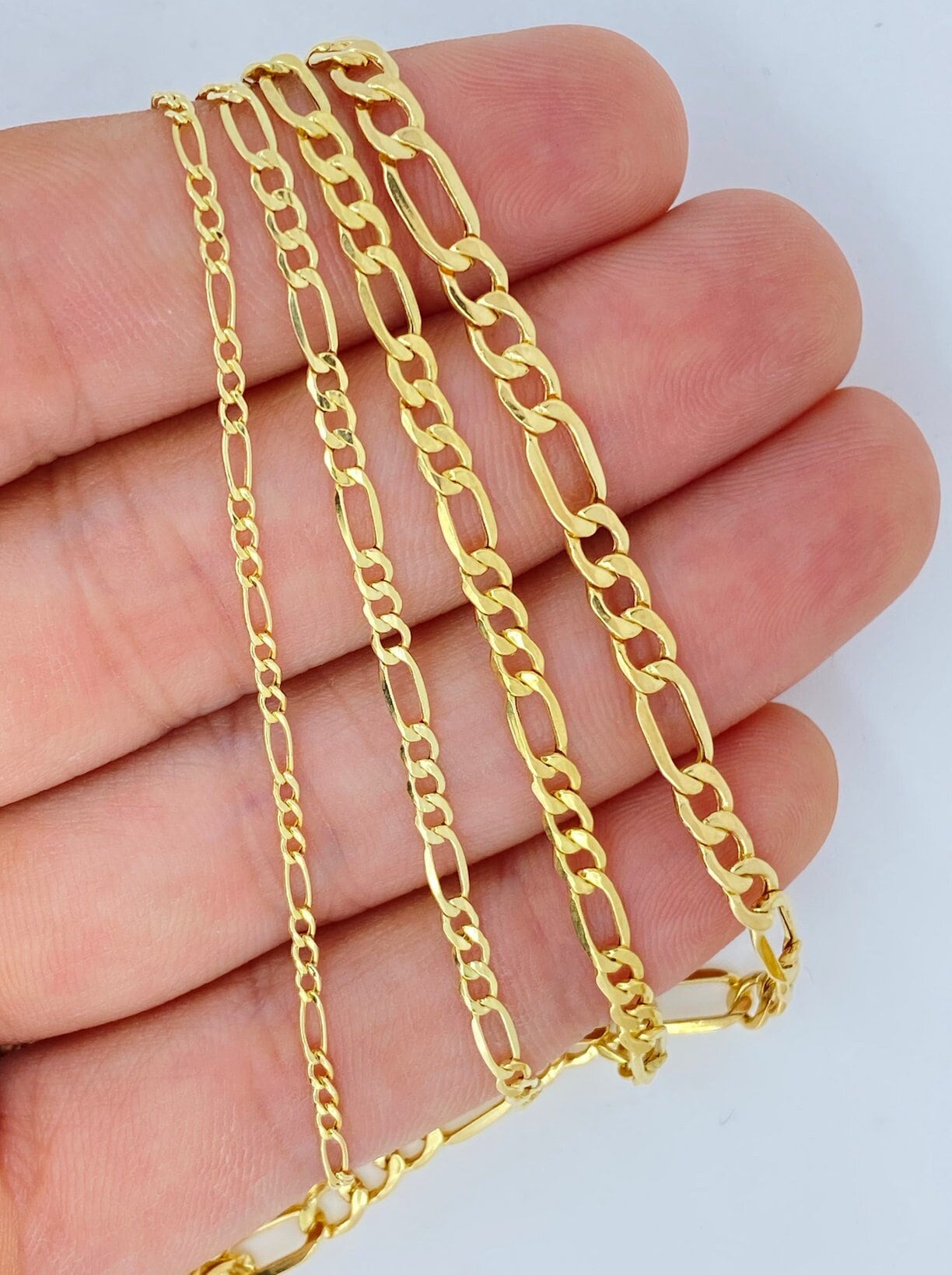 Solid 10K Gold Figaro Chain Figaro Bracelet Anklet 2mm 3mm 3.5mm
