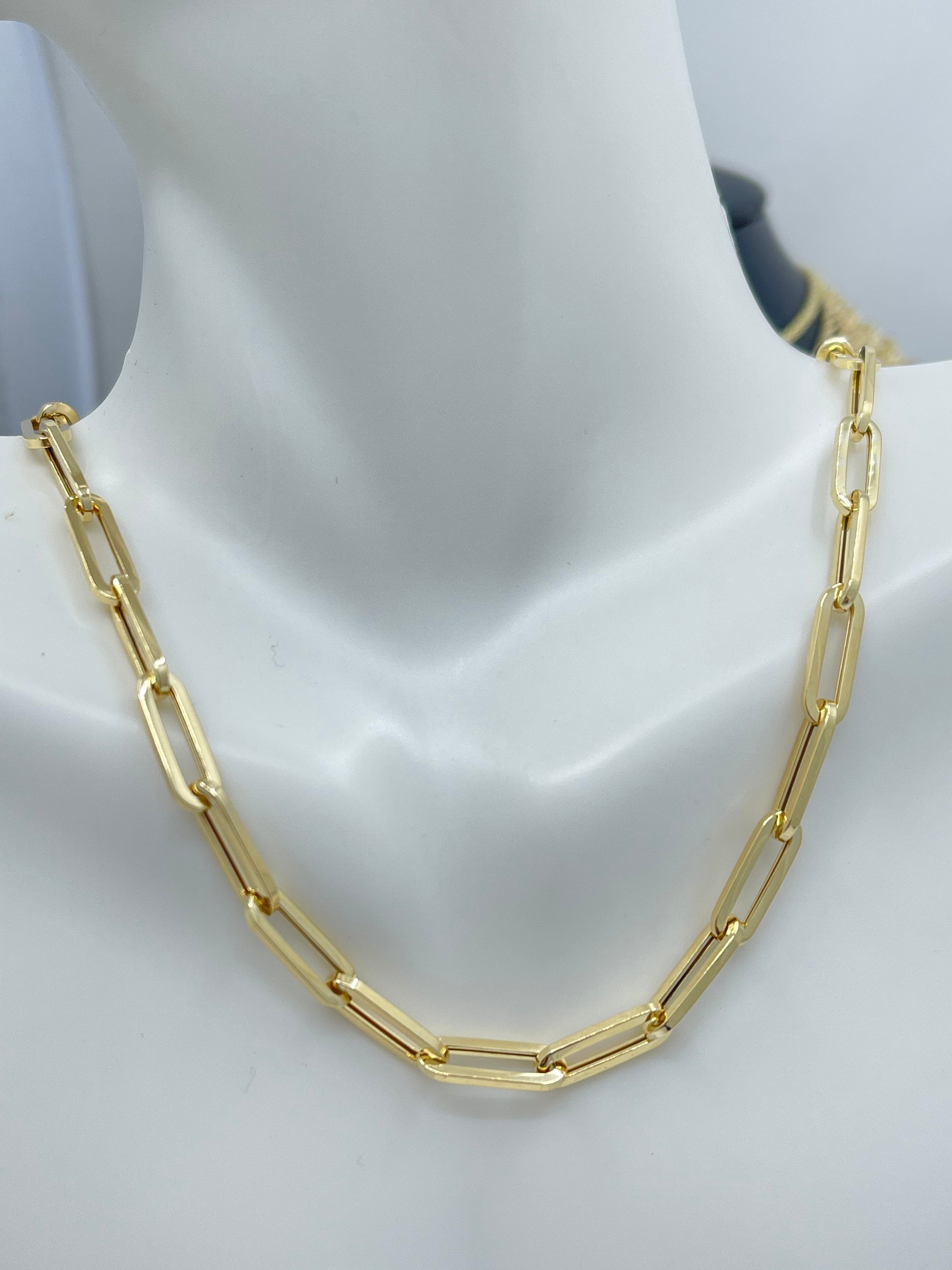Genuine 10K Gold Paperclip Chain 4.5mm Solid Gold Paper Clip Etsy
