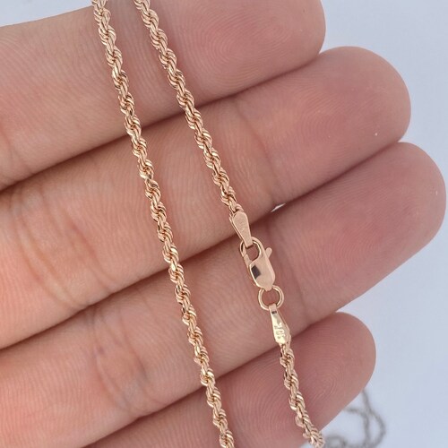 Solid 10K Rose Gold Rope Chain 2mm Rose 
