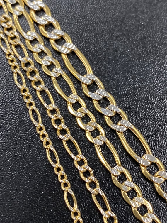 10k Necklace 2mm Gold Figaro Chain Icebox 2MM Figaro Link 14k