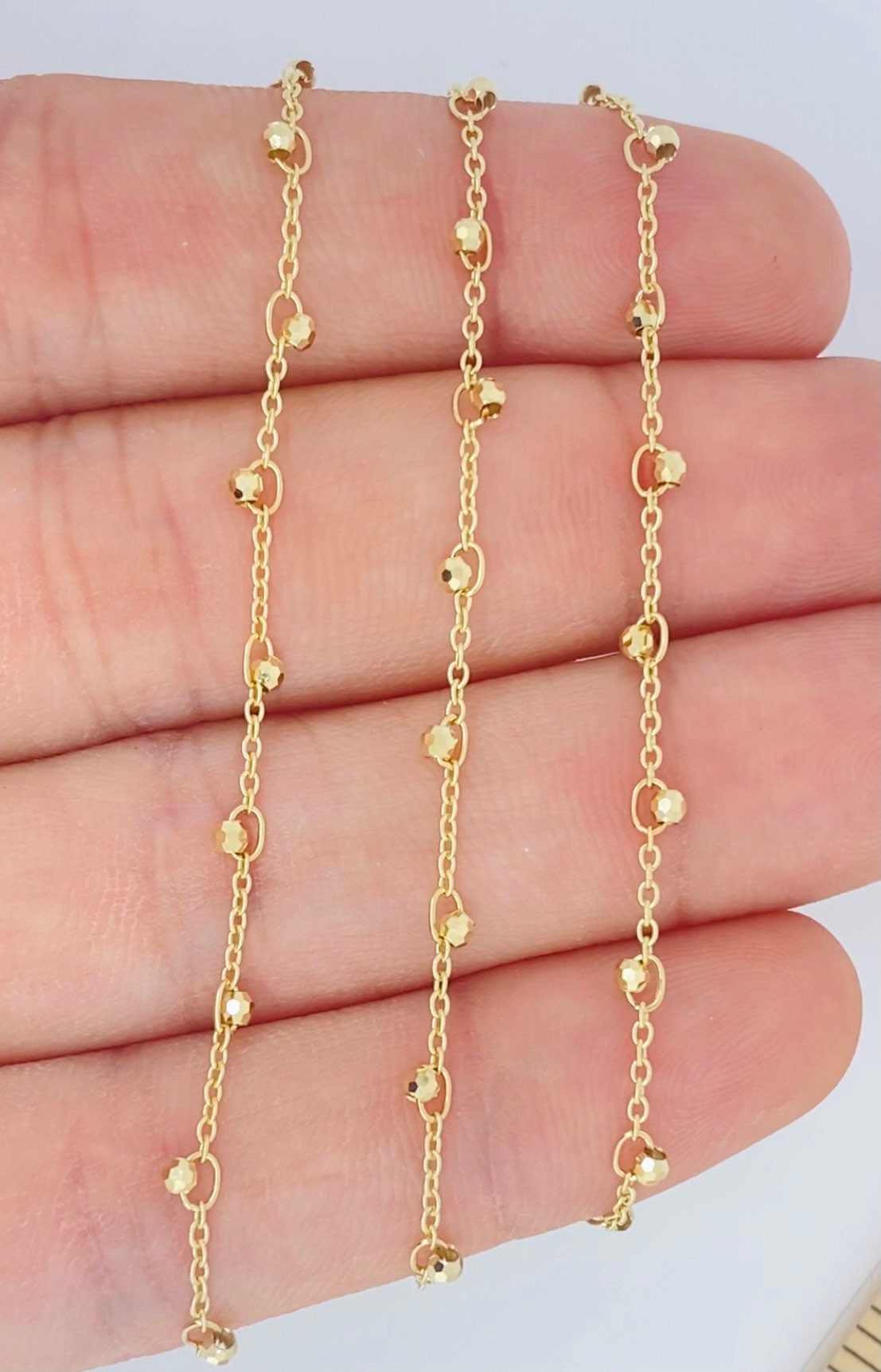 14K Gold Sparkle Diamond Cut Chain 14K Gold / 18 Inches