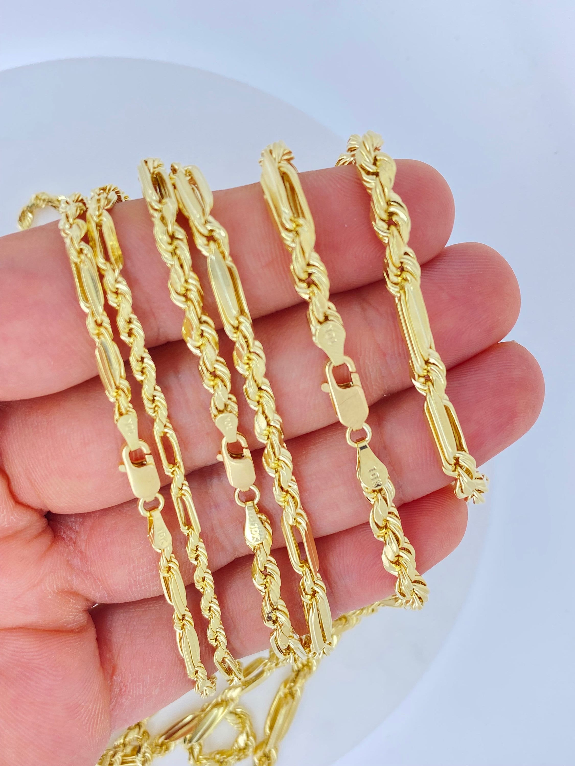 ソリッド10Kゴールドミラノフィガロアンカーロープチェーン、丈夫な10K