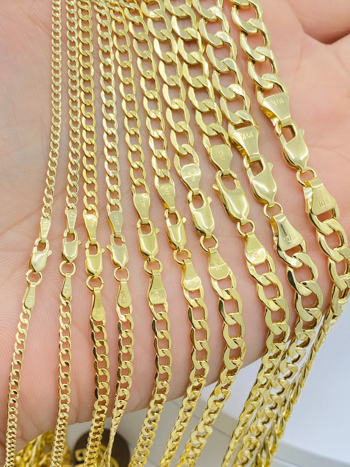 Solid 10K Gold Chain Cuban Curb Chain Necklace Man Gold - Etsy