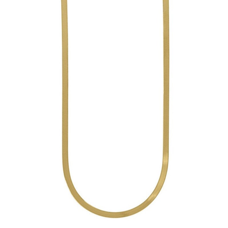 Solid 10K Gold Herringbone Chain Necklace, Ladies Flat Gold Chain 3mm, 4mm 5mm Width, Trending Gold Chain, Herringbone Liquid Link Gold 10K image 4