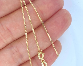 Solid 10K Gold Cable Rolo Chain, Ladies Gold Chain, Solid Gold Chain 10Kt, Durable Gold Chain, Diamond Cut Cable 1mm 1.5mm