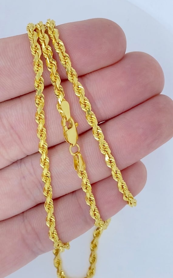 Cadena de cuerda de oro 22 quilates 3 mm pulgadas - Etsy España