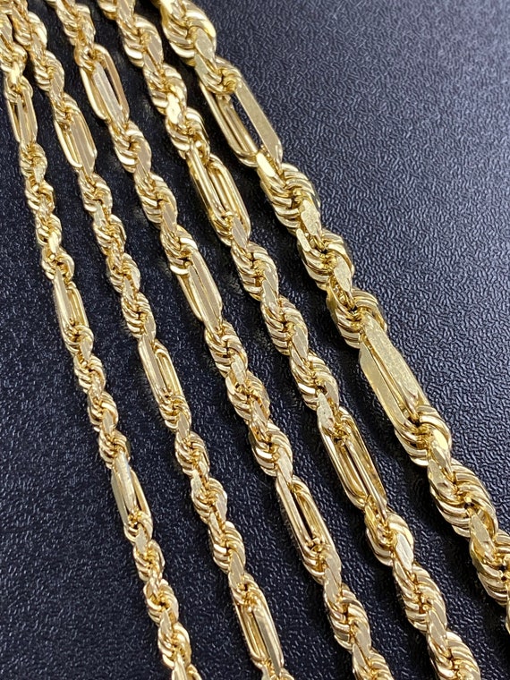 3mm Solid Figaro Chain Necklace Bracelet Extender Extension Real 14K Yellow  Gold