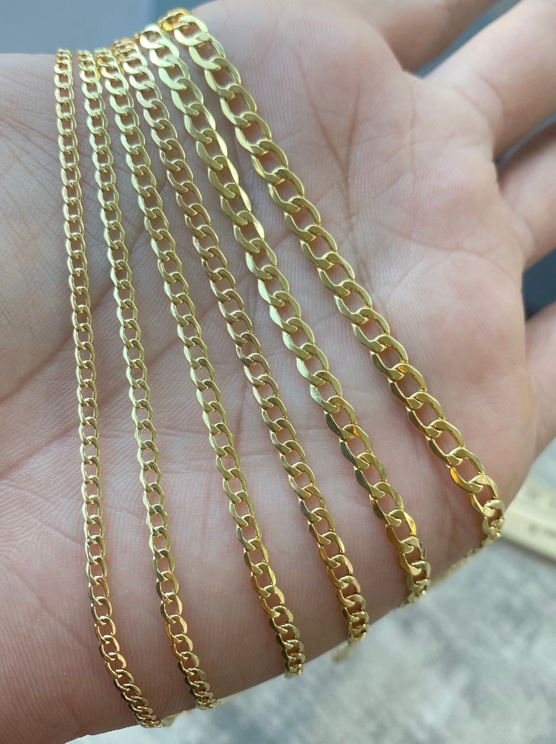 18K Solid Yellow Gold 2.5mm Cuban Curb Link Chain Necklace Made in Italy-18 Karat 
