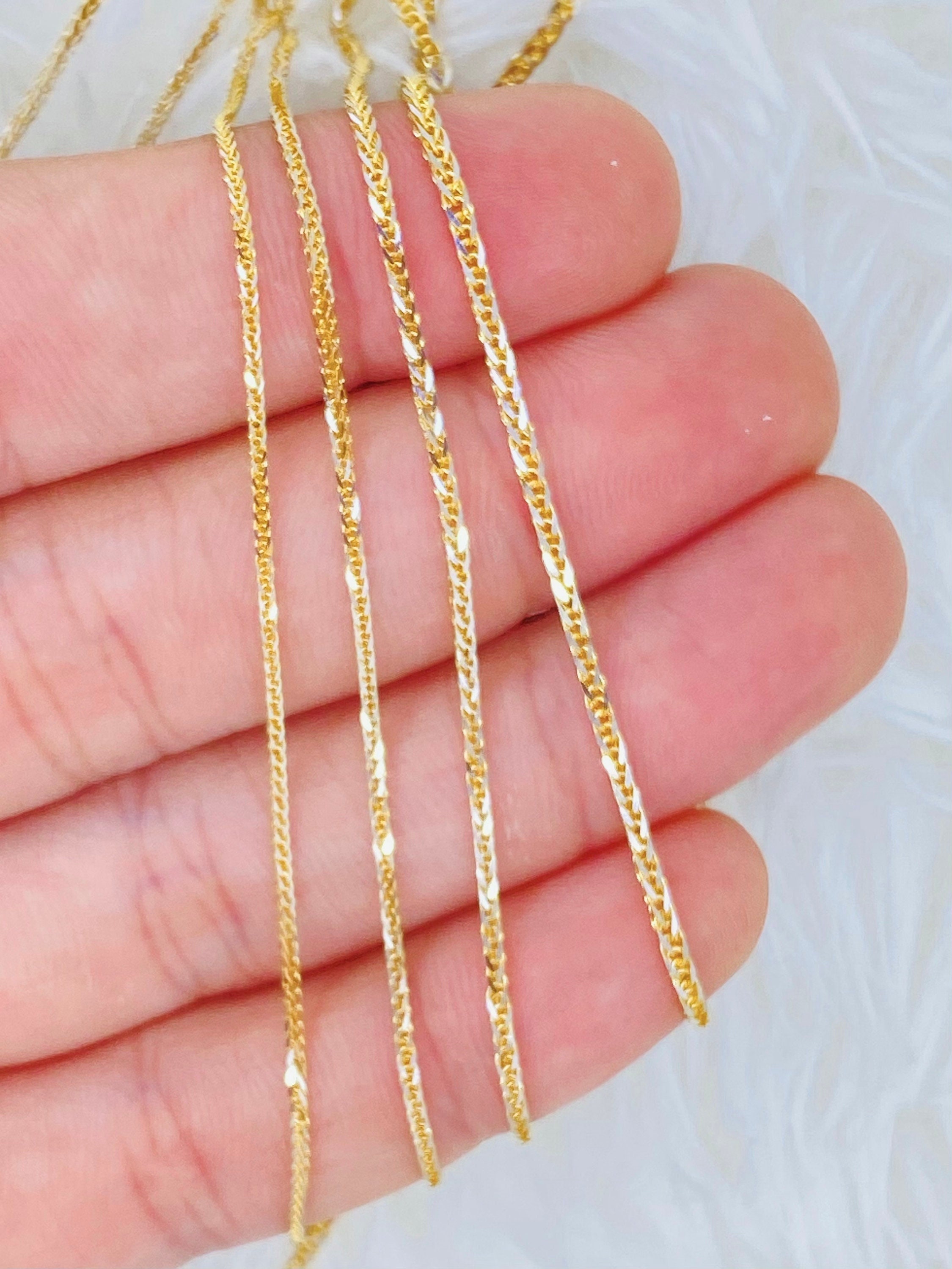 Gold Wheat Chain Necklace 17.7 Inch 1.2mm Thickness Delicate Gold Chain  Jewelry Making Ready to Wear Chain for Woman,wa-375 