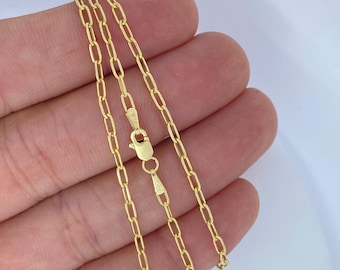 Solid 10K Gold Paperclip Chain 2.25mm, Genuine 10k Gold Chain, Dainty Gold Choker, Strong Gold Chain