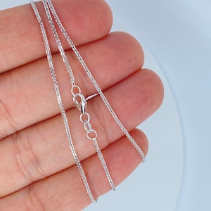 Solid 14K White Gold Diamond Cut Wheat Square Spiga Chain, Ladies White Gold Necklace, 14K ITALY Chain, Real 14K White Gold Chain image 1