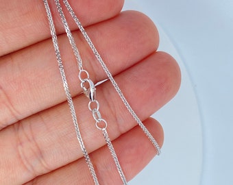 Solid 14K White Gold Diamond Cut Wheat  Square Spiga Chain, Ladies White Gold Necklace, 14K ITALY Chain, Real 14K White Gold Chain