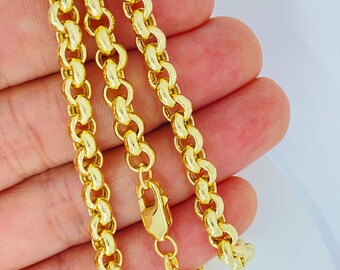 ソリッド 10K ゴールド ロロ ケーブル チェーン、ダイヤモンドカット