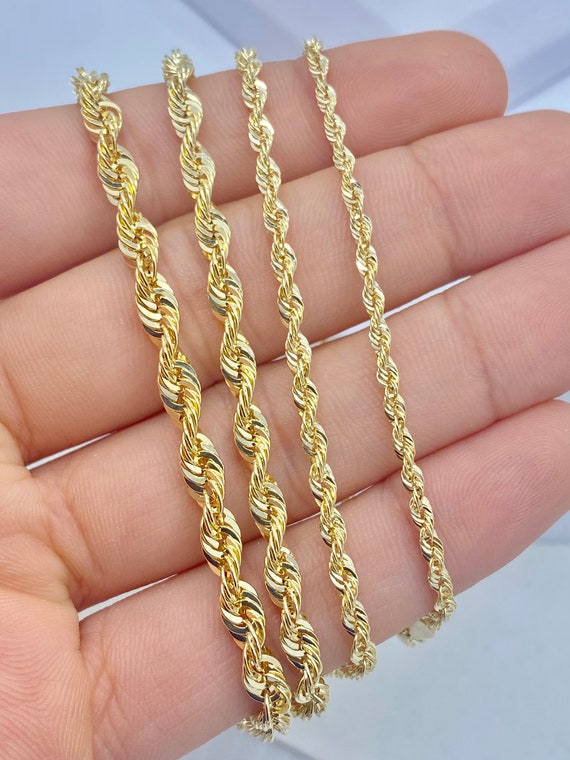 Solid 10K Gold Rope Bracelet 2mm 2.5mm 2.8mm 3.2mm 3.5mm 4.0