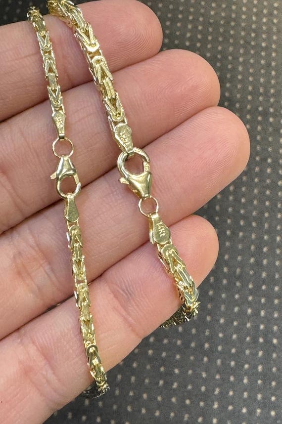 Solid 14K Gold Byzantine Chain: Men's King's Link Necklace