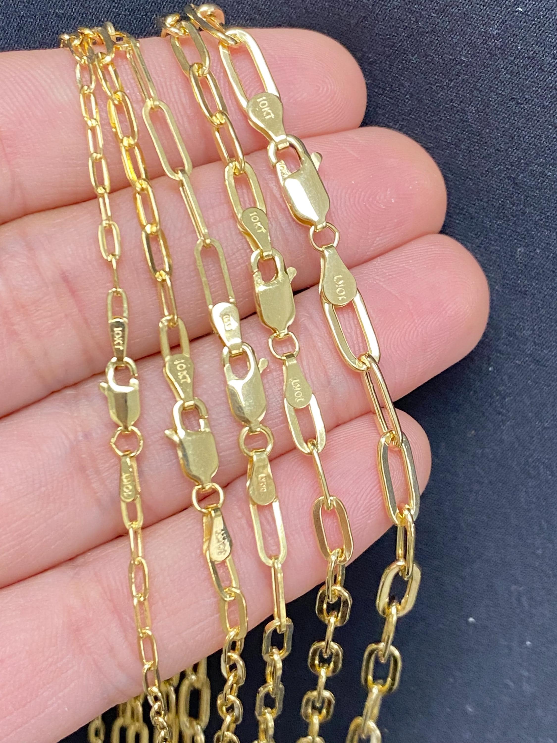 ソリッド10Kゴールドペーパークリップチェーン、ソリッドゴールド