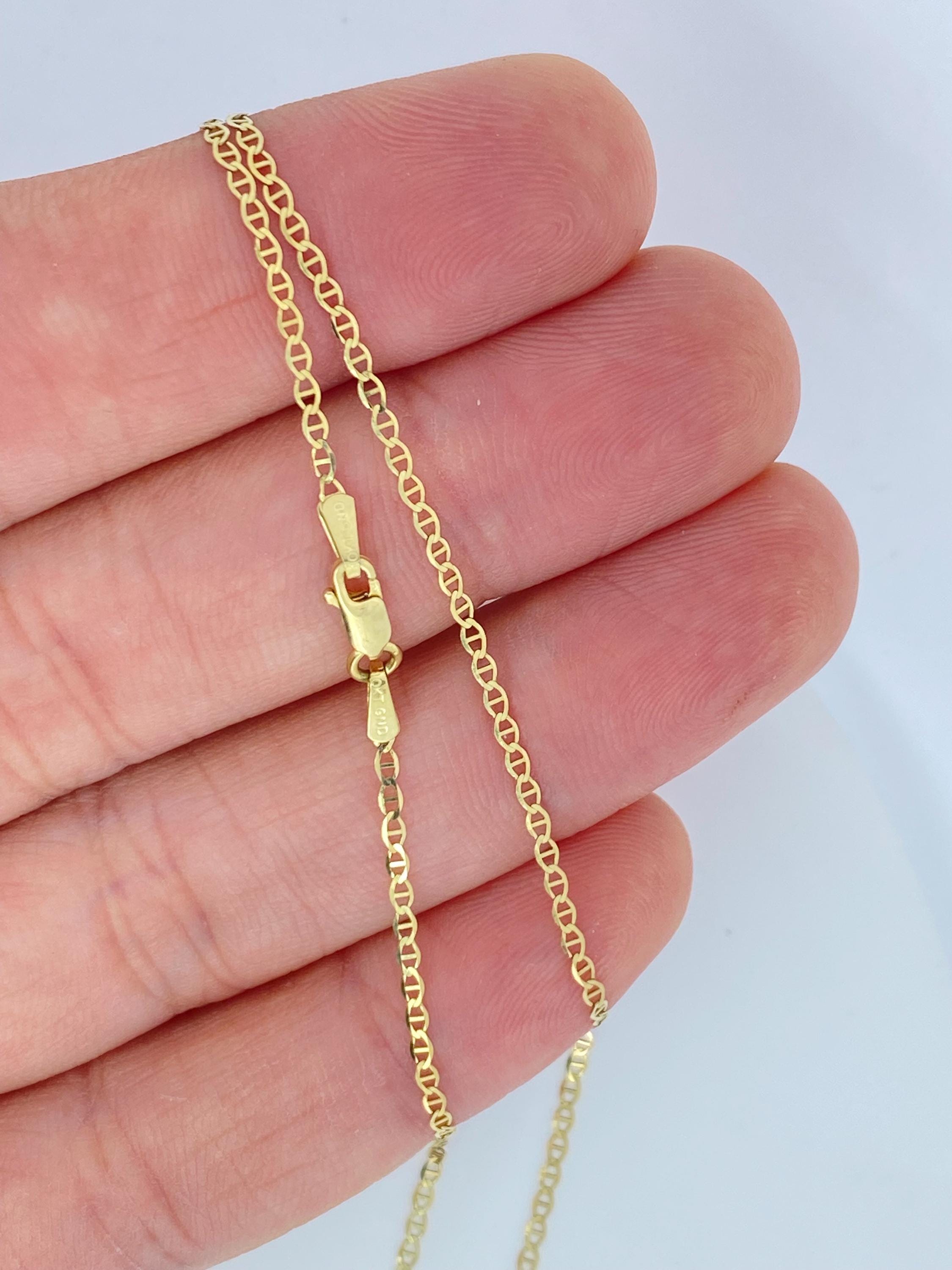 Solid 10K Gold Shiny Mariner Box Rope Chain Necklace - Etsy