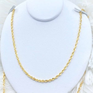 10K SOLID Yellow Gold Turkish Rope Chain Necklace, 2.5MM 3MM 3.5MM