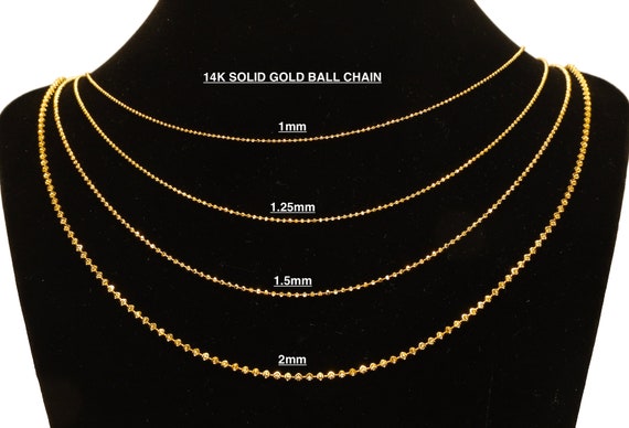 14K Solid Gold Ball Chain Ball Dainty Chain Gold Ball Necklace Bead Necklace  1mm 1.5mm 2mm 2.5mm Ball Chains 