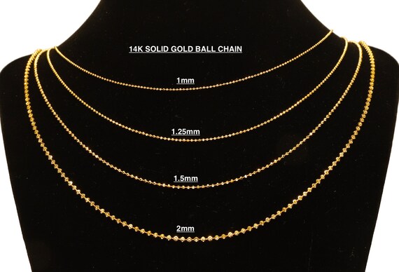 Solid 14K Gold Ball Chain Diamond Cut Ball Chain ITALY Dainty