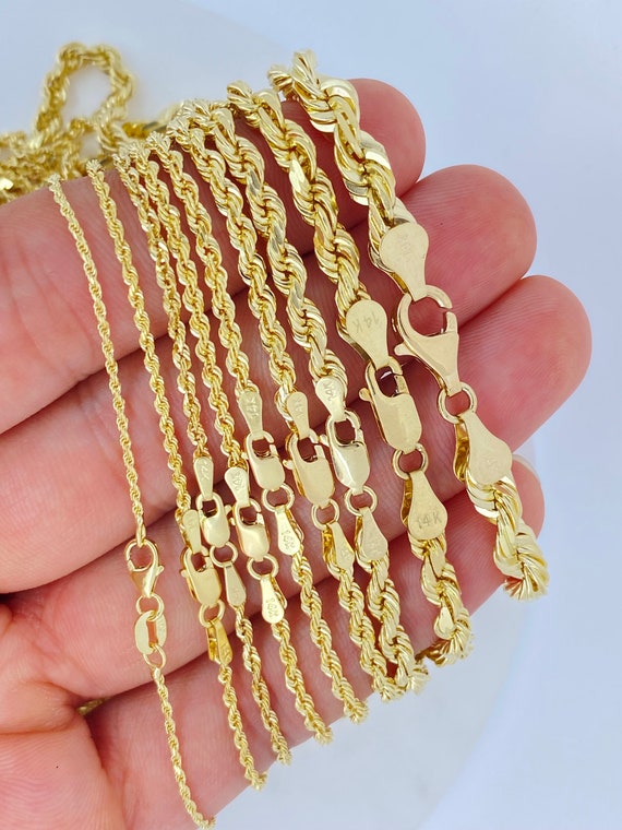 14K Solid Gold 4mm Rope Chain Necklace 8'' 20 22 24 26 – Genuine Gold –  ASA College: Florida