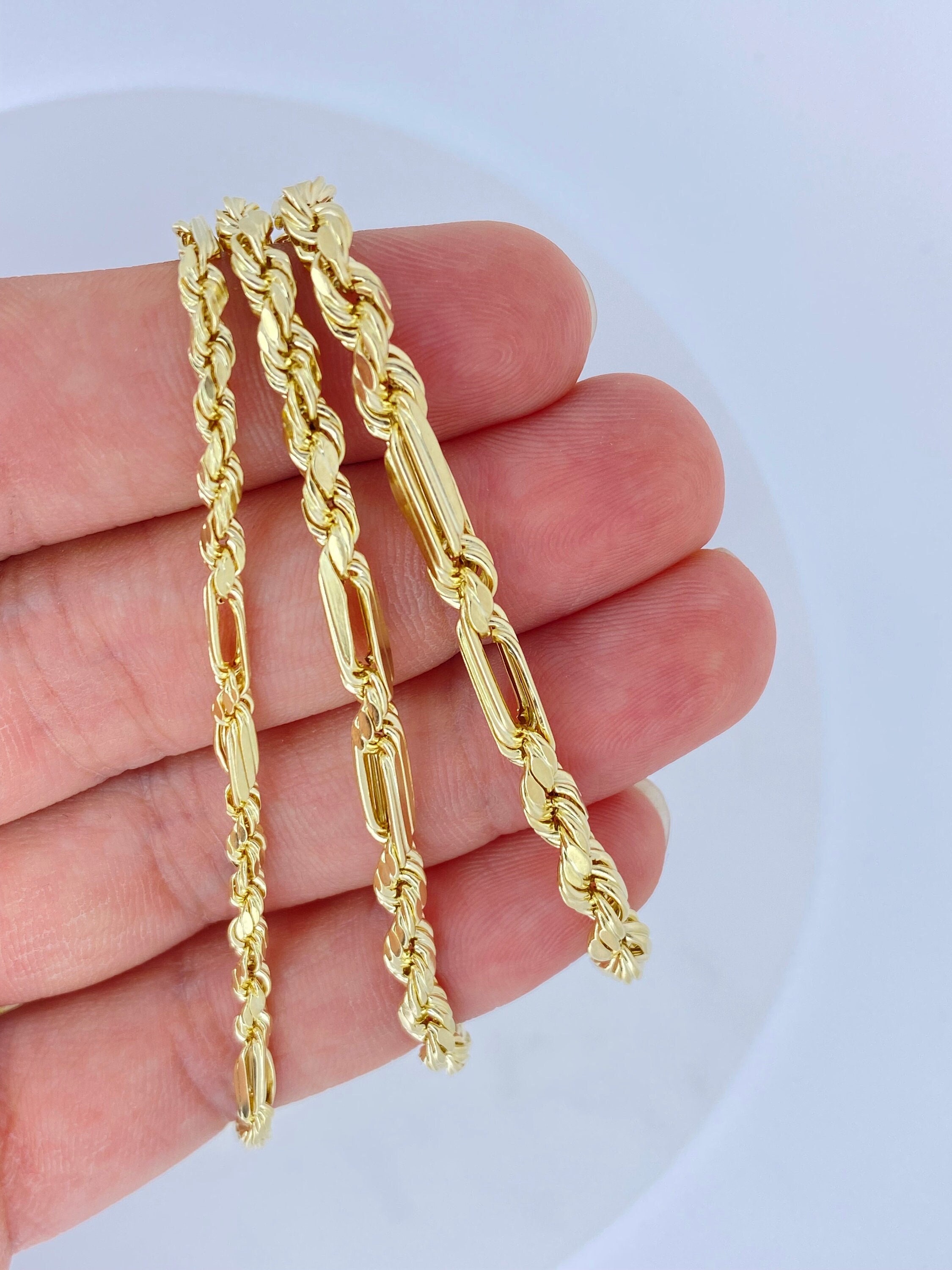 Massive 10K Gold Milano Figaro Anker Seil Kette, Starke 10K Kette, Damen Herren 10K Seil Kette, 3.3 mm 4 mm 5 mm