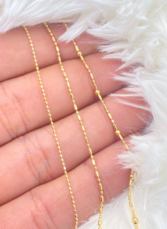 10K Gold Chains Dainty Satellite Necklace Pendant Ball Station Necklaces 16inch 18inch 20inch Etsy Canada