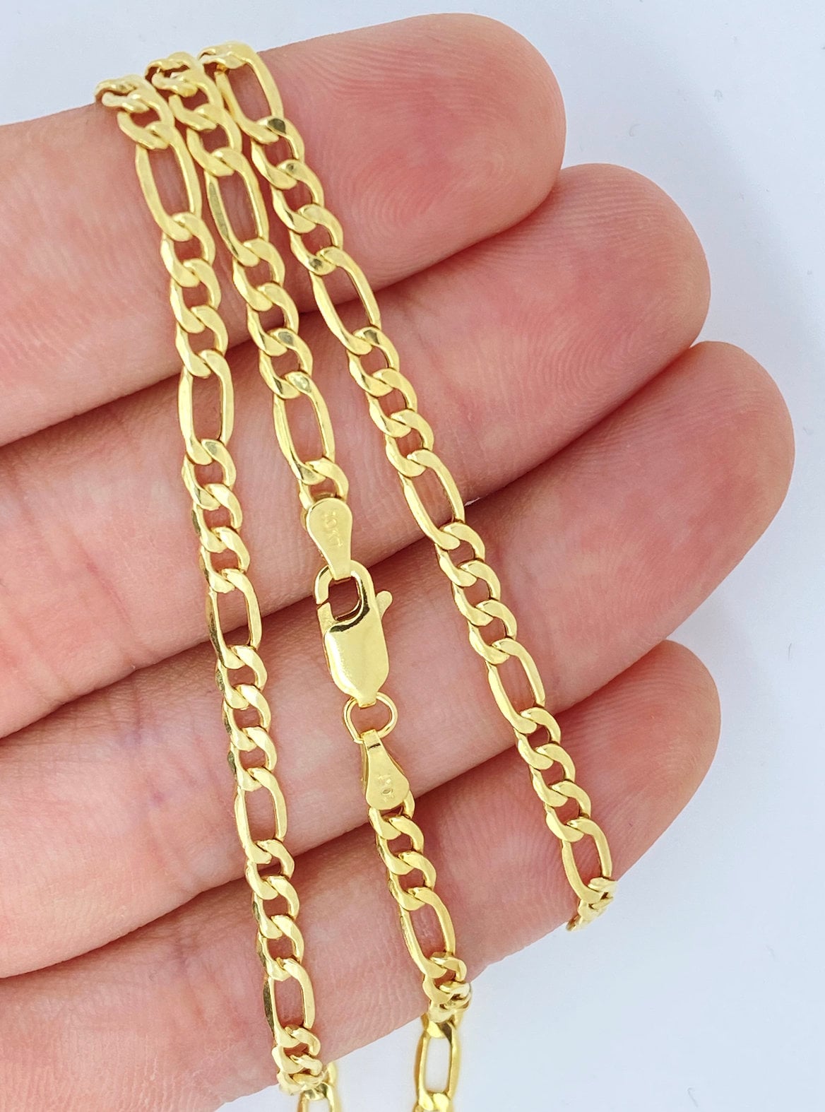 Solid 10K Gold Figaro Chain Figaro Bracelet Anklet 2mm 3mm Etsy