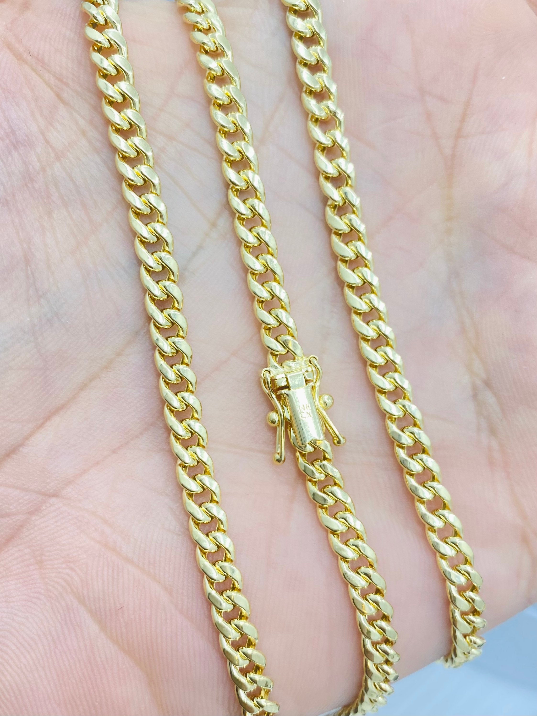 Cadena Con Pulsera De 9" Oro 14k Chapado Collar Cubana Miami De 18" Hip - Foto 6