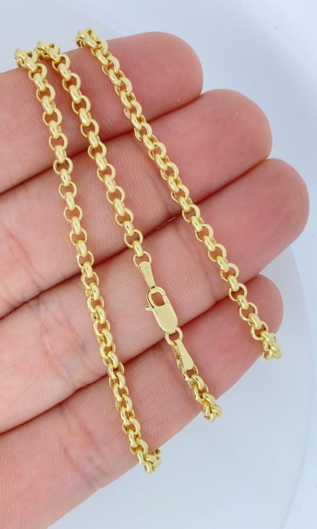 Solid 14K Gold Rolo Cable Chain 2mm 3.25mm Ladies Gold Chain Etsy 日本