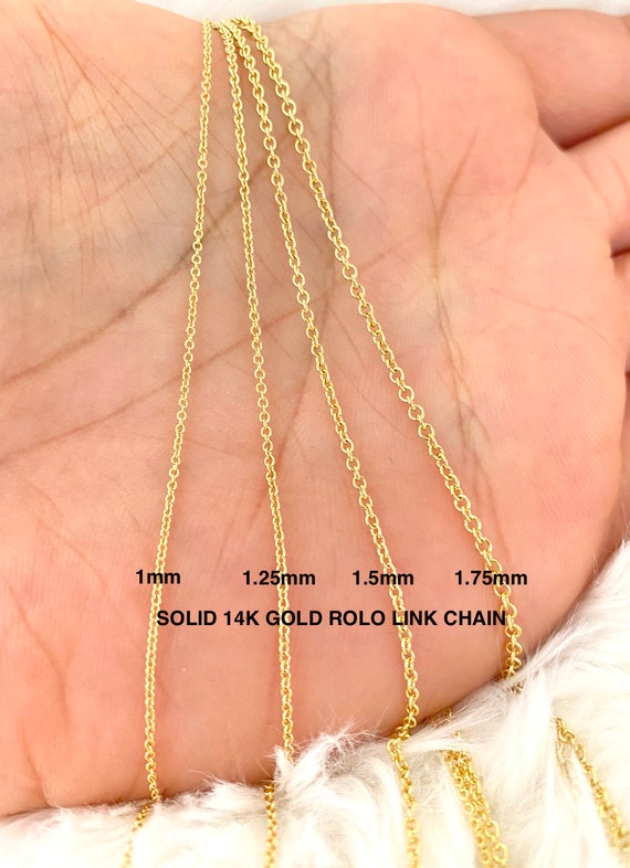 Solid 14K Gold Rolo Cable Chain Ladies 