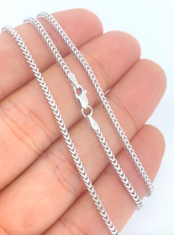 Solid 10K White Gold Franco Chain 1.75mm, White Gold Chain, Genuine White  Gold Box Chain